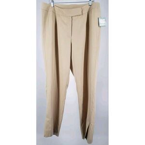 NEW Emme True Beauty Size 14 Flat‎ Front Slit Ankle Pants Desert Sunrise Tan NWT